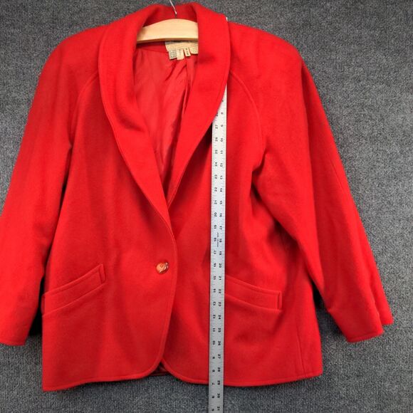 Angiola Bellini Women's Blazer Jacket Red 14 Shawl Lapel One Button Wool Italy - Picture 10 of 12